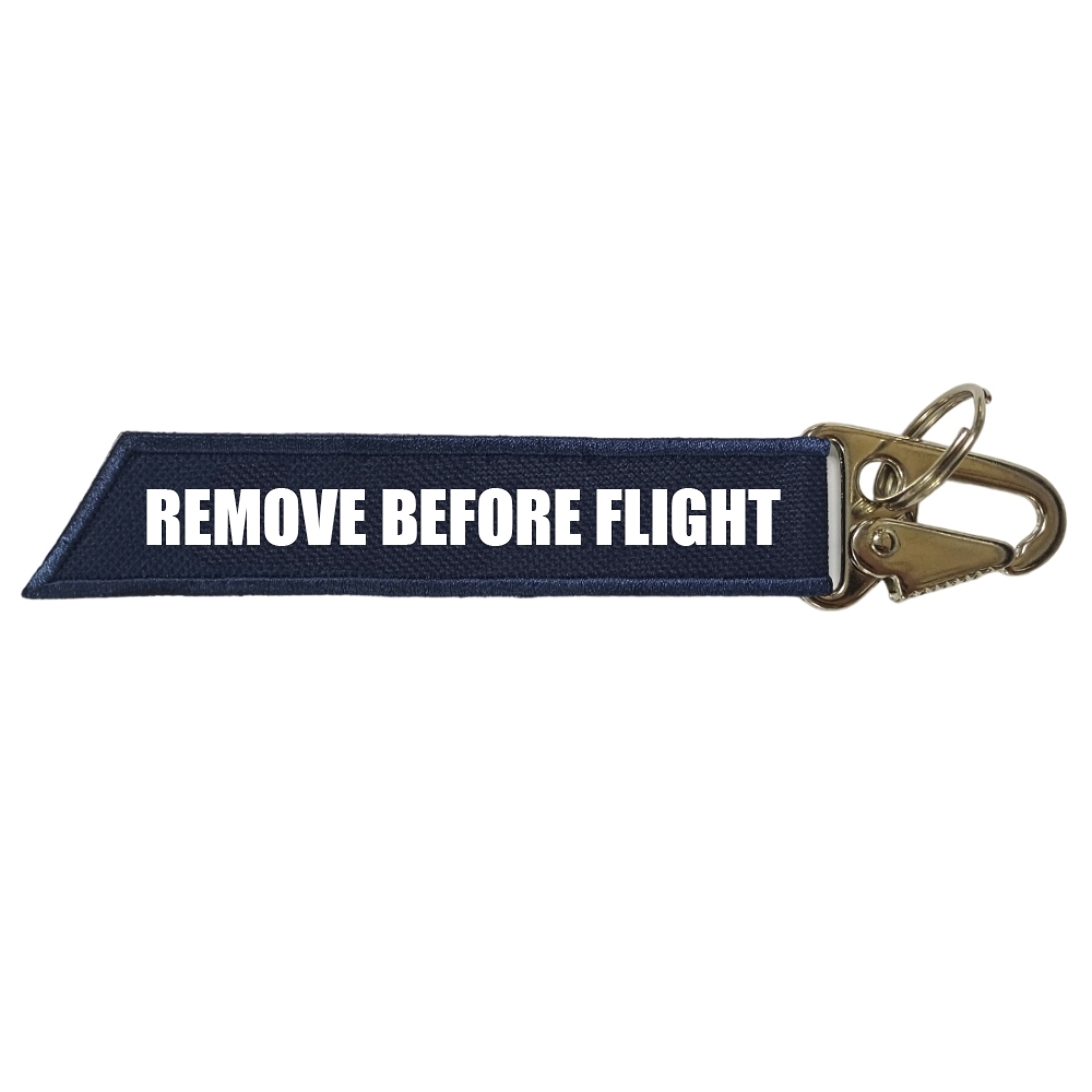 Chaveiro de tecido - Remove Before Flight - com mosquetão