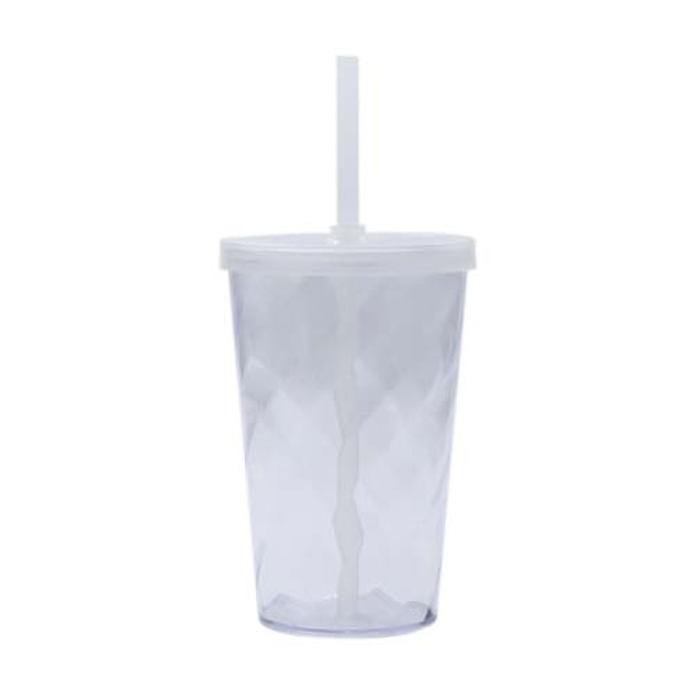 Copo 550 ml espiral com tampa e canudo