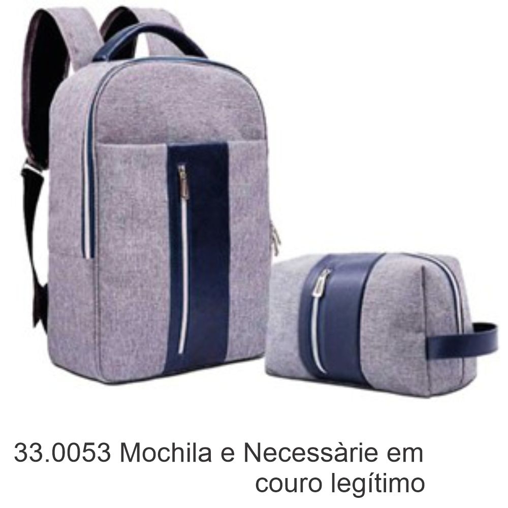 Kit Mochila e necessarie em couro legítimo-330053