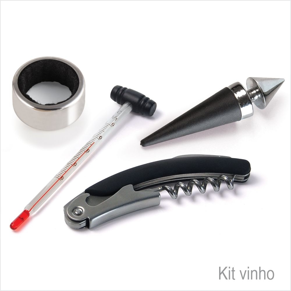 Kit Para Vinho Com Caixa Em Papelão Rígido - 5 Pçs-PV01020