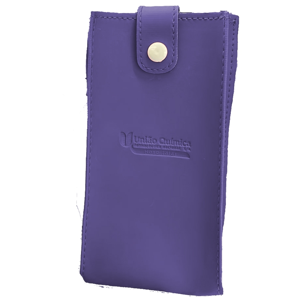 Porta celular em couro sintético com alça de ombro ou pescoço