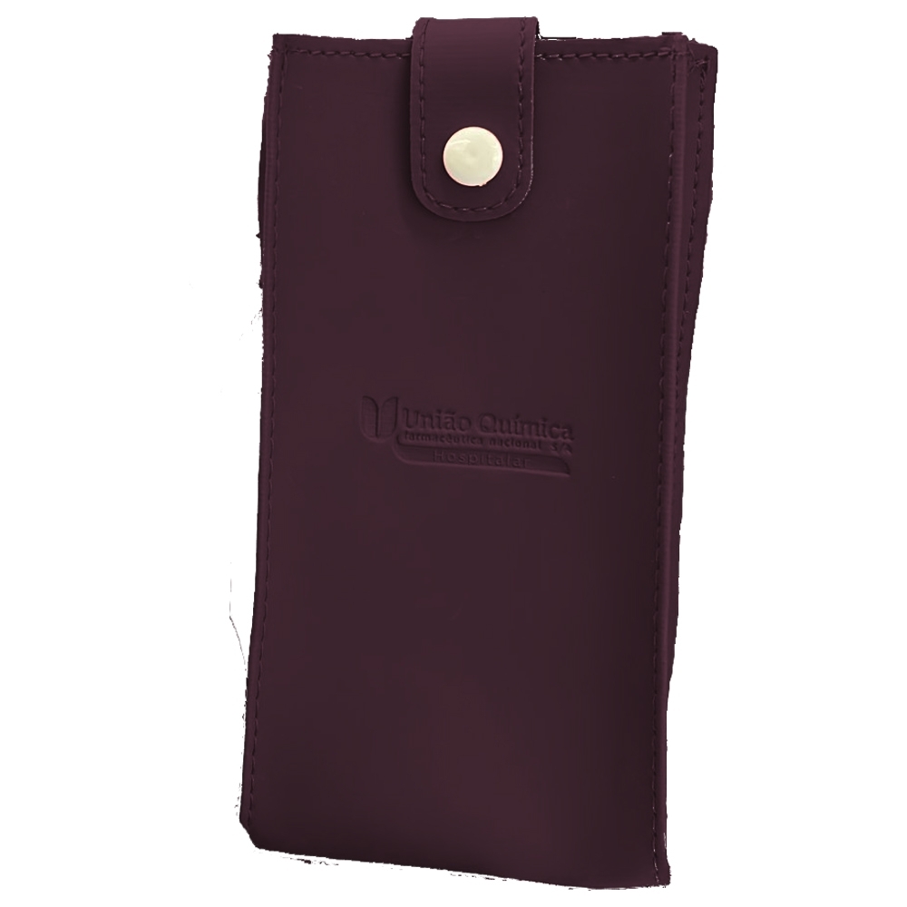 Porta celular em couro sintético com alça de ombro ou pescoço